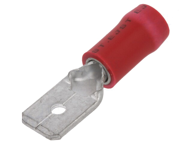 Connector: vlak; 6,3mm; 0,8mm; mannelijk; 0,5÷1,5mm2; klemmen; rood Connector: vlak; 6,3mm; 0,8mm; mannelijk; 0,5÷1,5mm2; klemmen; rood